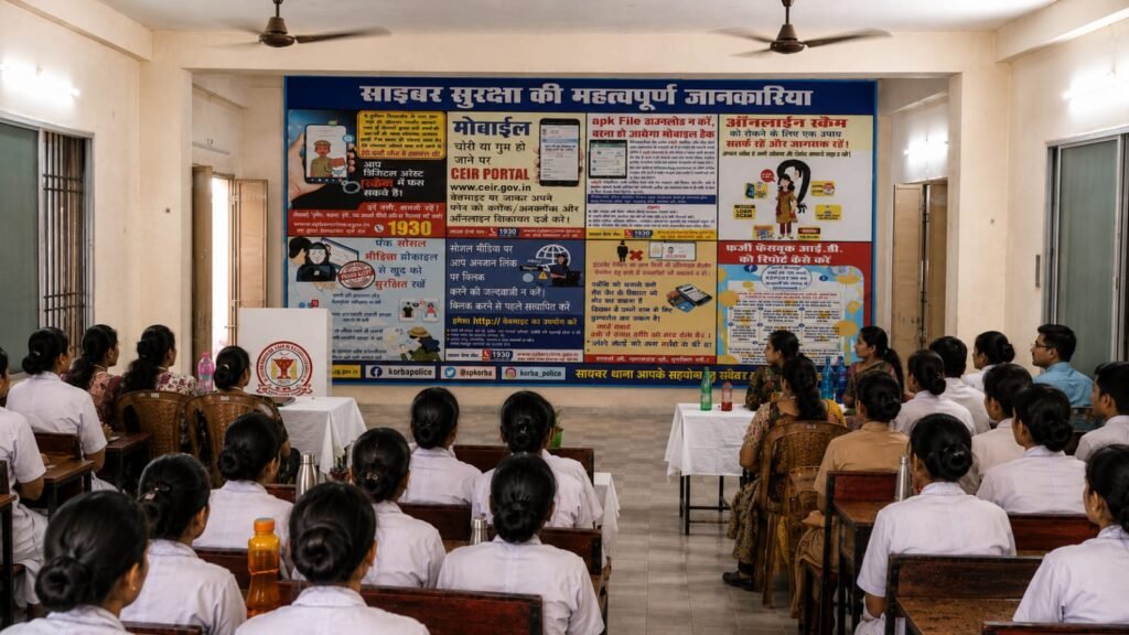 *कोरबा में साइबर जागरूकता की पाठशाला: 120 नर्सिंग छात्र-छात्राओं को ऑनलाइन ठगी से बचाव के बताए तरीके।*